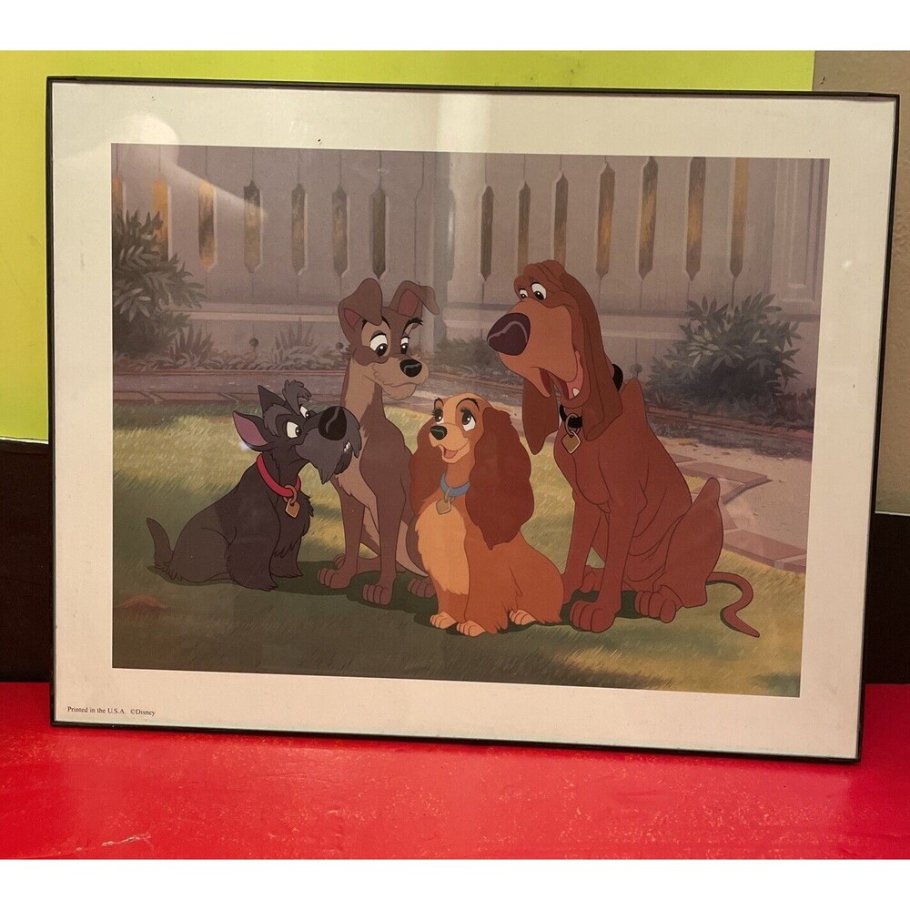 Disney Lady and the Tramp Lithograph with Frame 11x14